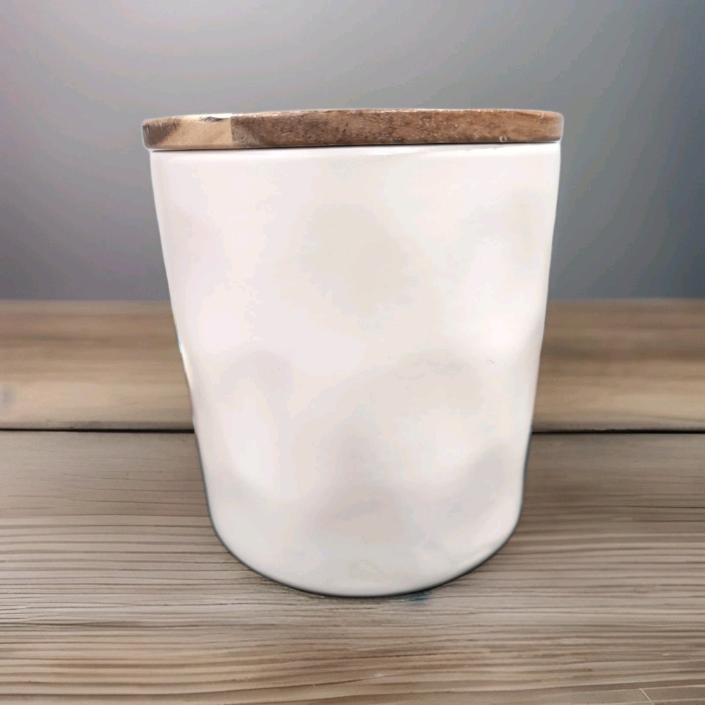 Crofton Stoneware Sugar  Canister with Wooden Seal Lid - Picture 3 of 7